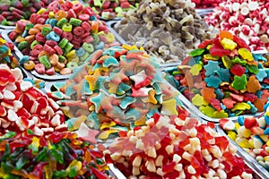 Assortment of jellied colored sweets as a product photo