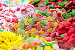 Assortment of jellied colored sweets as a product photo