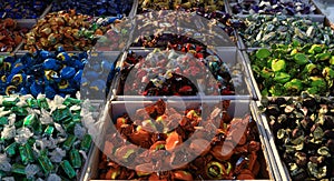 Assortment of jellied colored sweets as a product. photo