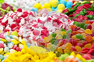 Assortment of jellied colored sweets as a product photo