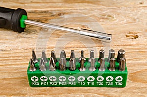 Assorted screwdriver insert tips