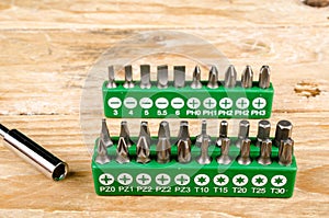 Assorted screwdriver insert tips