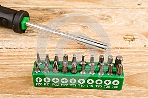 Assorted screwdriver insert tips