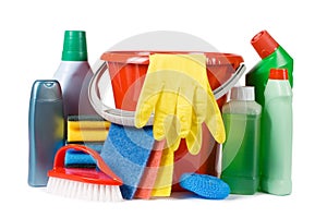 Assortment of means for cleaning