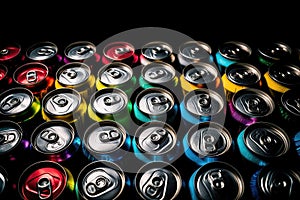 Assortment of metal cans with alcoholic beverages