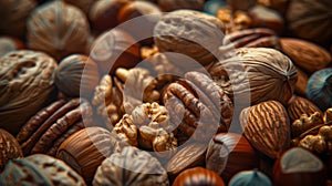 Assortment of mixed nuts close-up