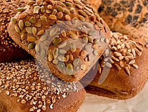 Assortment of multi-grain bread rolls