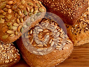 Assortment of multi-grain bread rolls