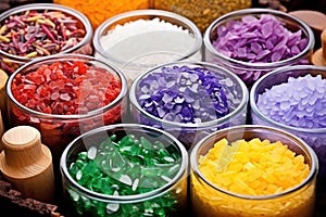 assortment of natural, aromatic additives for soap crafting