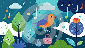 An assortment of natureinspired music with calming rain sounds and gentle bird chirping to evoke a sense of photo