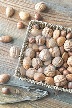 Assortment of nuts in the basket