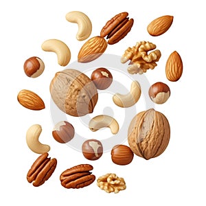 Assortment of Nuts on Black Background