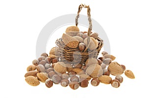 Assortment nuts on white background