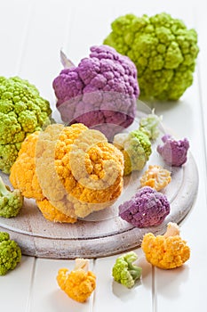 Assortment of organic cauliflower