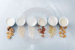 Assortment of organic vegan non diary milk