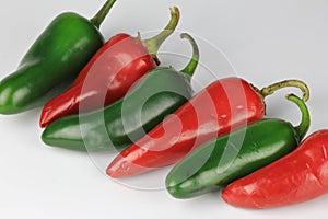 Assortment of peppers on a white background
