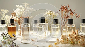 Assortment of Perfume Bottles With Dried Flowers