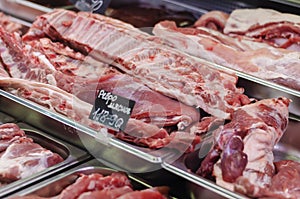 Assortment of quality meat at a butcher shop