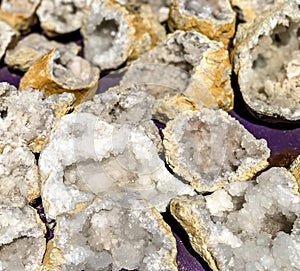 Assortment of Quartz Druzy Geodes from a mineral factory.