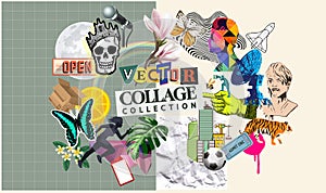 Assortment Of Scrapbook Collage Creative Objects