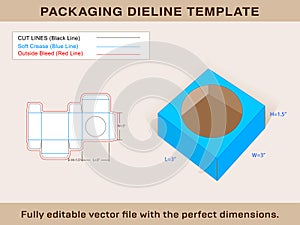 Assortment Soap Box, Round Window Display Box, Dieline Template and 3d box