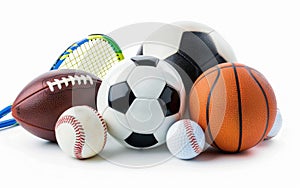 Assortment of Sports Gear, Isolated on White Background, Generative Ai