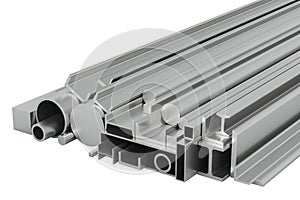 Assortment of Steel Rolled Metal Products, 3D rendering