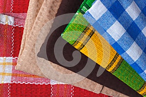 The assortment of textile towels for domestic usage