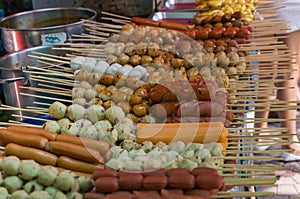 Assortment of Thai street food snacks in Bangkok