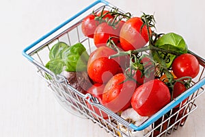 Assortment of tomatoes and vegetables