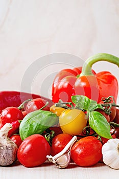 Assortment of tomatoes and vegetables