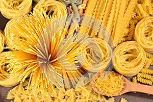 Assortment of uncooked Italian pasta