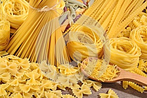 Assortment of uncooked Italian pasta