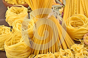 Assortment of uncooked Italian pasta