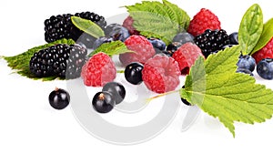 Assortment of various berries white