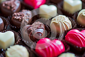 Assortment of Various Chocolates Close Up