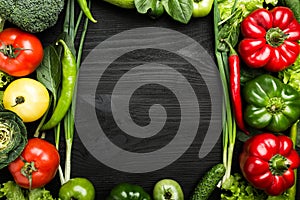 Assortment of vegetables arranged in the frame shape, with space for text or advertising