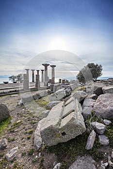 Assos Ancient City Drone shooting, Assos Behramkale, Canakkale Turkey.