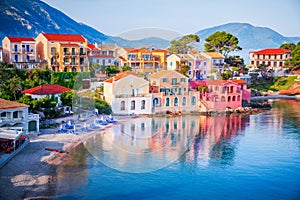 Assos, Greece. Idyllic Kefalonia picturesque village, Greek Islands