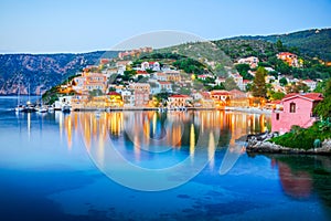 Assos, Greece. Idyllic Kefalonia picturesque village, Greek Islands