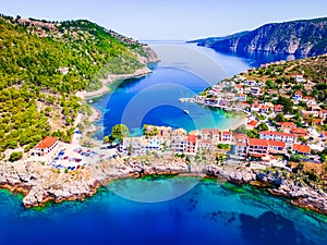 Assos, Greece. Idyllic Kefalonia and small village, Greek Islands and Ionian Sea