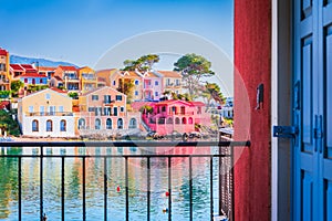 Assos, Greece. Picturesque village on the idyllic Kefalonia, Ionian Greek Islands