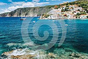 Assos village Mediterranean Sea, Greece. Summer vacation on Greek Island photo