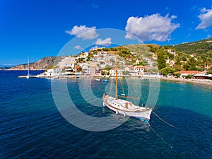 Assos village and port in Kefalonia Greece
