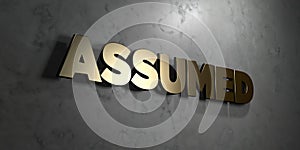 Assumed - Gold sign mounted on glossy marble wall - 3D rendered royalty free stock illustration