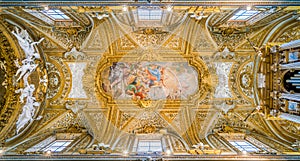`Assumption` by Calandrucci in the vault of the Church of Santa Maria dell`Orto, in Rome, Italy. photo