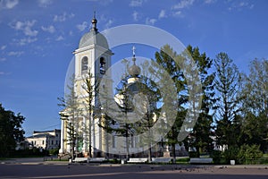 Assumption Cathedral early 19th century in summer, Myshkin, Yaroslavl region, Russia