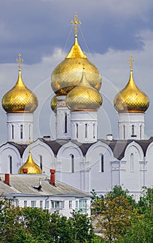Assumption cathedral golden domes, Yaroslavl, Russia