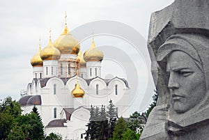 Assumption Cathedral and war monument detail