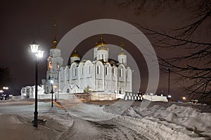 Assumption Cathedral in Winter Night - Vladimir